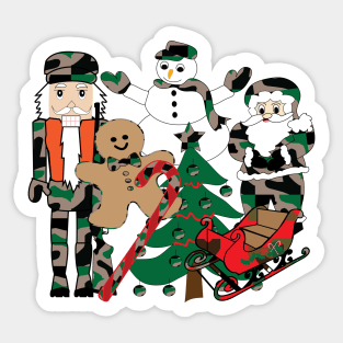 Camo Christmas, illustration, design, holidays Sticker